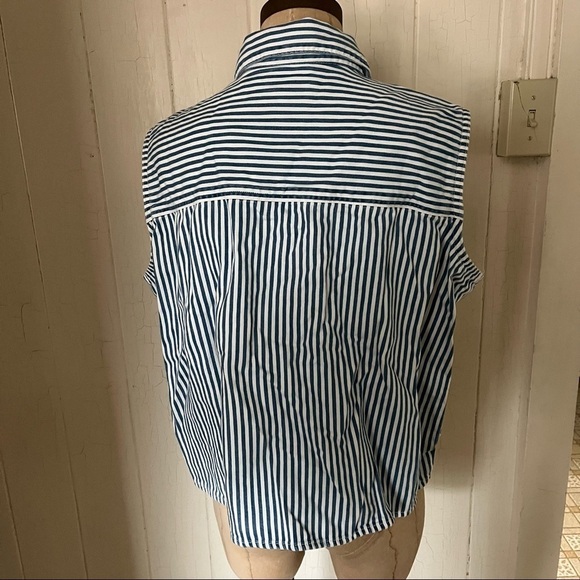 NEW LEVIS sz XL RUMI Sleeveless Striped Button Down Shirt Tied Front - Picture 3 of 8